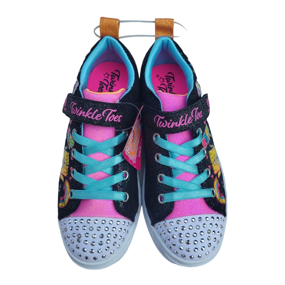 Skechers size 3 NWOT Twinkle toes light up glitter print running shoes - Picture 4 of 8